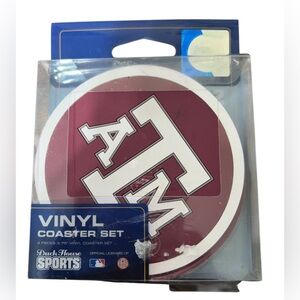 1 - 4 Pack Vinyl Drink Coasters - Texas A & M New In Box